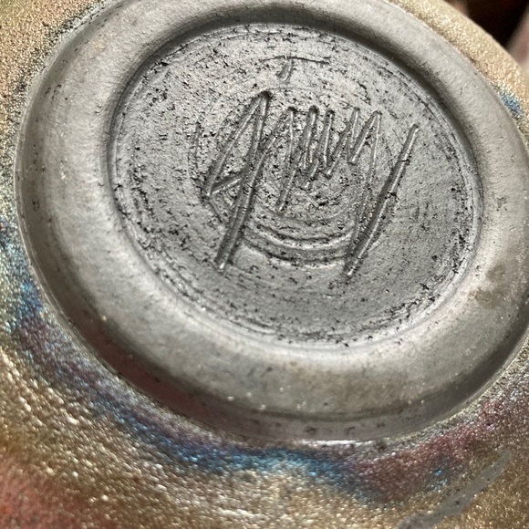 Vintage Raku Iridescent Wide Mouth Ceramic Vase - Picture 6 of 8